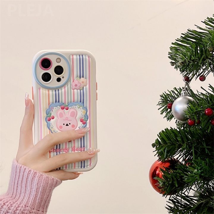 cute-rainbow-stipe-rabbit-artificial-leather-phone-case-for-iphone-13-12-11-pro-max-14plus-cover-trendy-silicone-protector-funda