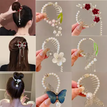 New Women Elegant Flower Pearl Metal Hair Claw Hair Clips Headband Hairpin  Fashion Hair Accessories