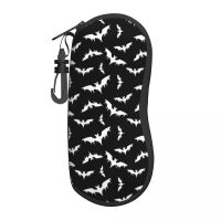 Black Bats Print Vertical Glasses Case Halloween Gothic Reading Trend Sunglasses Pouch Zipped Men Women Eyewear Organizer