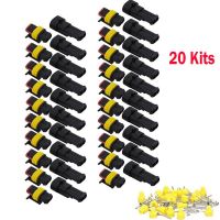 20Pcs/Set Car 2-Pin Way Sealed Waterproof Electrical Wire Auto Connector Plug Male/Female Terminals Auto wiring harnes Connector