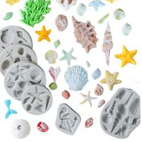 Kinds DIY Shell Starfish Conch Silicone Chocolate Mold Fish Mermaid Tail Fondant Cake Decorating Tools Clay Resin Art Moulds Bread  Cake Cookie Access