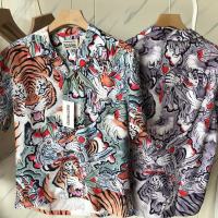 คุณภาพสูง1:1 Wacka MARIA Beach เสื้อผู้ชายผู้หญิง Casual Streetwear Tiger รูปแบบฮาวาย Top Tees