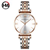 Luxury Fashion Rose Gold Stainless Steel Women Watch Elegent Japan Movement Quartz Wristwatch Simple Round Dial Waterproof Watch