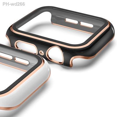 Cover For Apple watch Case 45mm 41mm 44mm 40mm 42mm 38mm Screen Protector PC Bumper Tempered Glass iWatch series 8 7 SE 6 5 4 3