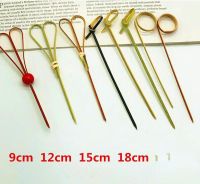 Disposable Bamboo Tie Picks Bamboo Knot Skewers Food Picks With Twisted Ends Food Fruit Fork Bamboo Sticks Cocktail Picks