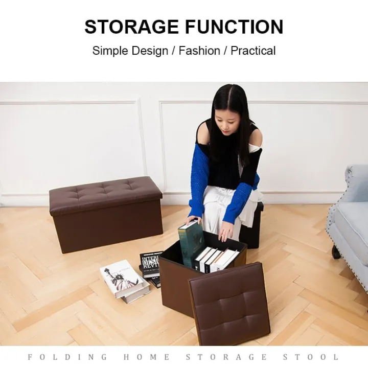 55L 110L Rectangular Square Storage Box Stool Sofa Folding Box Bench Chair Organizer 38/76*38