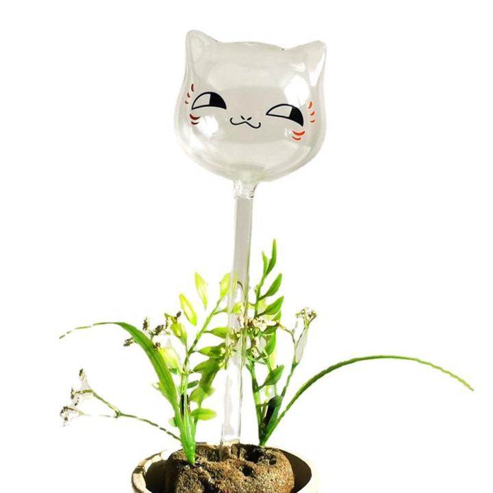 สงสัย-3ชิ้นหลอดไฟระบบการให้น้ำในตัวเองรูปแมวพืชน้ำแก้วใสรูปแมวเครื่องมือรดน้ำระบบการให้น้ำในตัวเอง