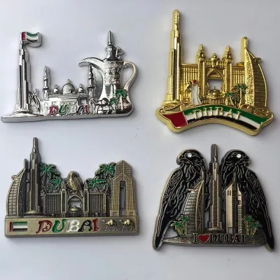 Dubai Qatar Skyline Metal Refrigerator Magnet World Travel Arab Country Fridge Magnet Tourist Souvenir Gift Collection