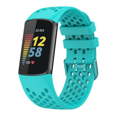 สายนาฬิกาสำหรับ Fitbit Charge 5,สายรัดข้อมือสำรองซิลิโคนนิ่มระบายอากาศได้ดีสำหรับ Fitbit Charge 5