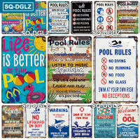 Lupeishop คำเตือน Swim Pool Rules ป้ายโลหะ Vintage Plaque ป้ายดีบุกแผ่น Wall Decor สำหรับ Bar Club Man Cave Art ภาพวาดโปสเตอร์