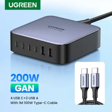 UGREEN 200W USB C Charger with 100W USB C Cable, 6 Ports Fast GaN for  Laptop MacBook, iPad, iPhone, Dell XPS 