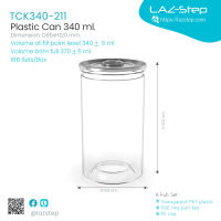 LAZ-Step กระป๋องพลาสติก PET กระป๋องฝาดึง ขนาด 340 ml.  TCK340R211   บรรจุกล่องละ 188 ใบรวมฝา ต้องปิดด้วยเครื่องปิดฝากระป๋อง