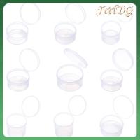 FEELDG โปร่งใส ที่เก็บสกรูสำหรับเล็บ รอบ กล่องชิปเม็ด กล่องเก็บของขนาดเล็ก กล่องใส่เครื่องประดับ ภาชนะลูกปัด