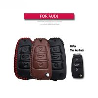 hgjmgkkk Leather Key Case Cover Chain For Audi A1 A3 A5 A6 Q2 Q3 Q7 Q5 TT TTS R8 S3 S6 RS3 RS6 3 Button Folding Remote Key Car Accesorios