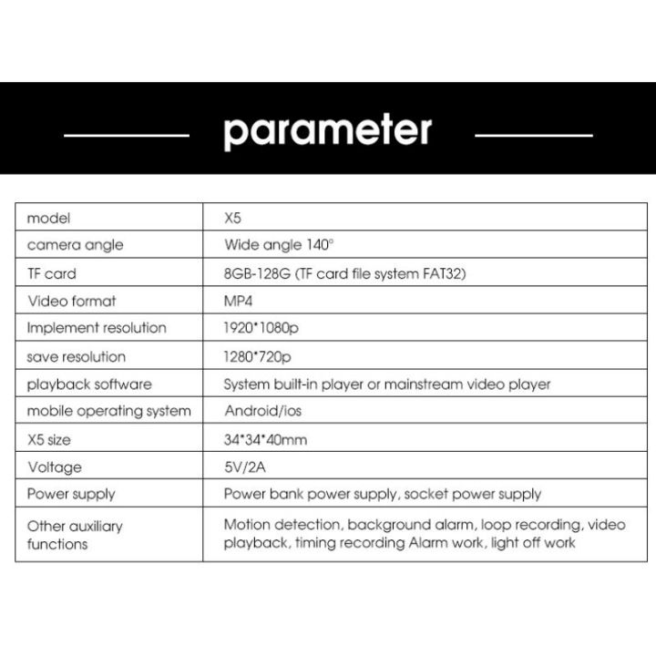 x5-กล้องบันทึกวิดีโอ-full-hd-1080p-กล้องวงจรปิดไร้สายสำหรับตรวจสอบระยะไกล