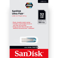 SanDisk (สีฟ้า) Flash Drive Ultra Flair USB 3.0 32GB Speed 150MB/s (SDCZ73_032G_G46B) แฟลชไดร์ฟ PC  รับประกัน Synnex 5ปี