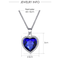 Fashionable Womens Accessories Titanic Crystal Gem Heart Necklace Temperament Classic Sea Heart Necklace