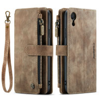 iPhone XR Wallet Case , RUILEAN Durable PU Leather Magnetic Flip Lanyard Strap Wristlet Zipper Card Holder Phone Case for iPhone XR