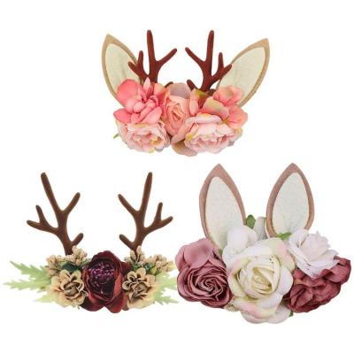 Baby Girl Flower Head Bands Christmas Deer Horn Toddler Hair Bands Newborn Photography Props Headwraps for Newborn Toddler Girls Accessories fitting