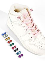 Colorful Heart Diamond Flat Shoelaces for Sneakers Love Rhinestone Elastic Shoe Laces No Tie Shoelace Cute Sports Leisure Buckle