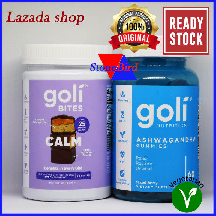 [Bundle] Goli Bites Calm + Goli Ashwagandha gummy reduce stress, calm