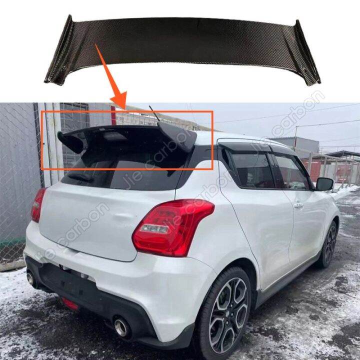 Carbon Fiber Rear Roof Spoiler Tail Trunk Trim Car Accessories Body Kit For Suzuki Swift Sport