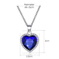 Classic Ocean Heart Necklace Titanic Crystal Gemstone Necklace Multicolor Love Pendant Accessories