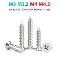 M3 M3.5 M4 M4.2 304 baja tahan karat sekrup kayu Countersunk kepala datar Phillips silang