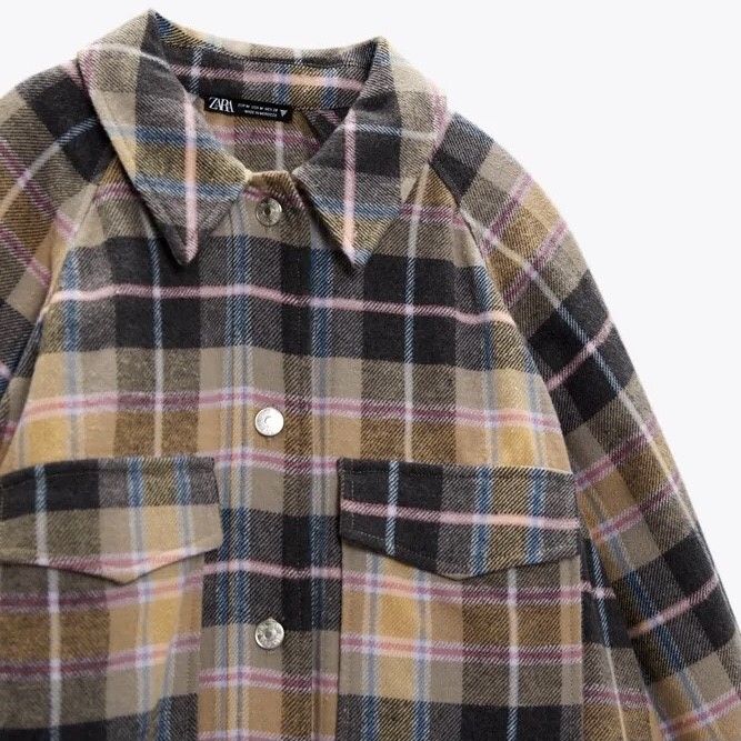 original-zara-oversized-plaid-overshirt-เสื้อเชิ้ต-แบรนด์-ซาร่า-ลายสก็อต-ของแท้-100-จากช็อป