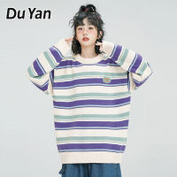 Du YAN เสื้อกันหนาวผู้หญิง,ใหม่ฤดูใบไม้ร่วงเสื้อลำลองหลวมเสื้อกันหนาวลายทาง