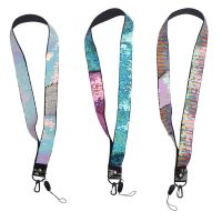 Fashion Double Color Sequins Broadband Fabric Adjustable Mobile Phone Lanyard for iPhone 11 Xs Lanyard Neck Strap Hang Rope