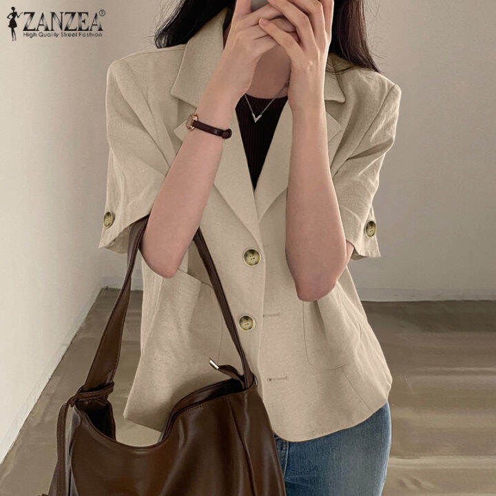 Celmia Zanzea Korean Style Womens Versatile Daily Lapel Neck Blazer Commute Single Breasted 9559