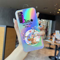 Serpens เคส Realme ลายการ์ตูน10 Pro + 5G 3 3 Pro 5 Pro 7 7 Pro 8 5G เคสโทรศัพท์สลายเลเซอร์นกฮูกและปลาวาฬกวางสีรุ้งโปร่งใสขอบเคสกันกระแทกมีสีสันบัตรเลเซอร์ในตัวฝาครอบเคส