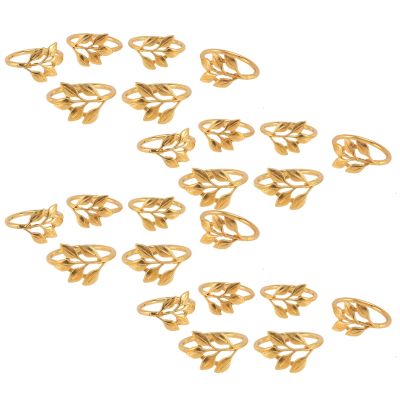 24Pcs/Lot Hotel Napkin Ring Napkin Holder Fall Leaves Napkin Buckle Christmas Wedding Party Gold Napkin