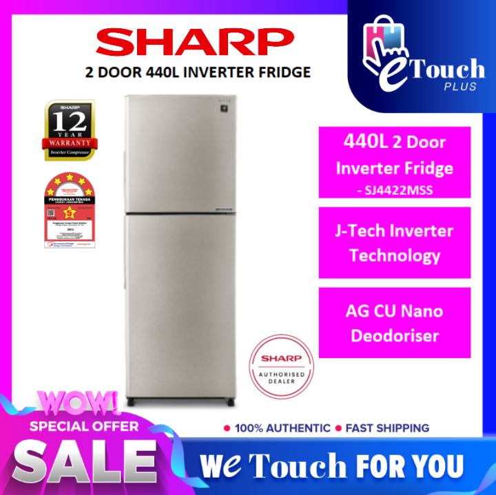 SHARP (SJ4422MSS) 2 DOOR 440L INVERTER FRIDGE | Lazada