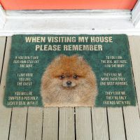 【PPQ Home Life Museum】 3D โปรดจำไว้ว่า Pomeranian Dogs House Rules พรมเช็ดเท้าประตูกันลื่นพรมปูพื้น Decor Porch พรมเช็ดเท้า