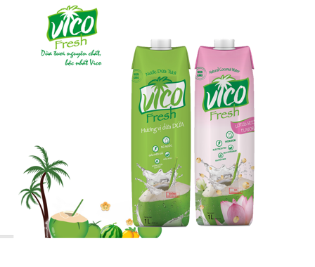 Combo 2 hộp 1l nước dừa vico fresh dứa,1 sen - ảnh sản phẩm 1