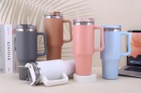 Stainless Steel Beer Mug Large Capacity Straw Coffee Cup Portable Handle Vacuum Double Decker Car Coffeecup Travel Kettle