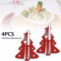 3 4Pcs Christmas Pocket Fork Cutlery Holder Bag Tree Bag Cutter Bag Exclusive Cutlery Holder Tableware Organizer