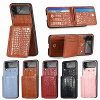 Luxury Solid Color Leather Card Wallet Phone Case For Samsung Galaxy Z Flip 4 Shockproof Anti-Drop Magnetic Slim Flip Cover