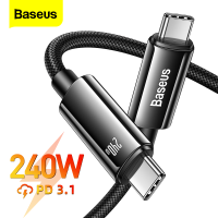 Baseus 240W Type C สายชาร์จเร็ว PD3.1 48V 5A USB C ถึง USB C สายเคเบิลสำหรับ MacBook Samsung Xiaomi S22