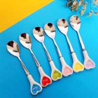 Ceramic Handle Stainless Steel Spoon Coffee Dessert Ice Cream Mixing Spoon Kitchen Dining Bar Tableware Cup Accessories Serving Utensils