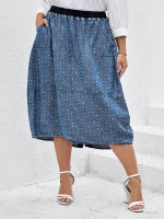 LIH HUA Women S Plus Size Denim Skirt Chic Elegant Skirt For Chubby Women Spring Cotton Skirt...