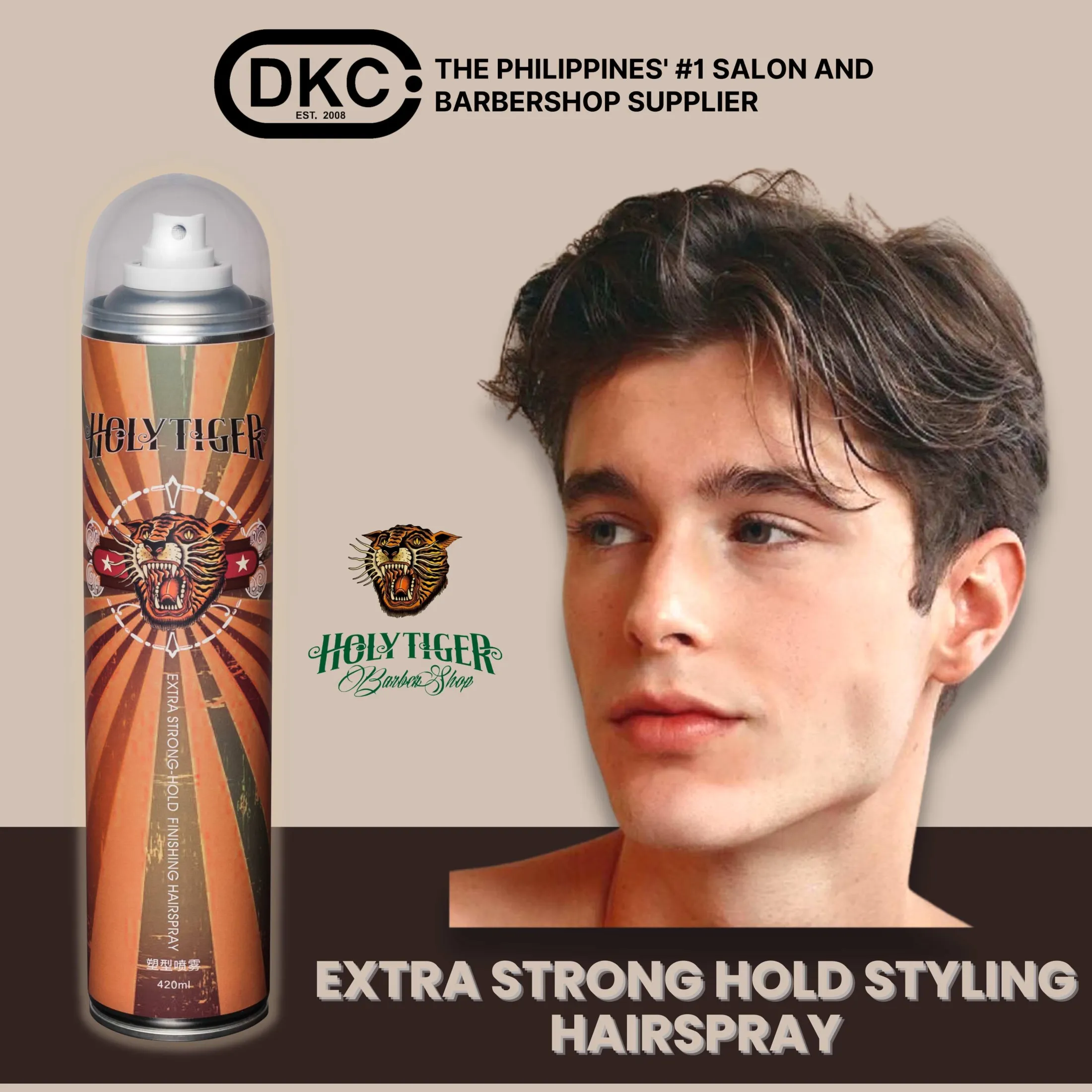 DKC Holy Tiger Extra Strong-Hold Finishing Hair Spray 420ml for Barbershops; Styling spray; Perfect Hairstyle for Men; Water Soluble Easy to Clean | Lazada PH DKC Holy Tiger Extra Strong-Hold Finishing Hair Spray 420ml for Barbershops; Styling spray; Perfect Hairstyle for Men; Water Soluble Easy to Clean | Lazada PH