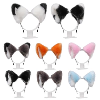 【YF】 Women Realistic Long Furry Animal Cat Ears Headband Lolita Kawaii Anime Hair Hoop Halloween Cosplay Party Headpiece