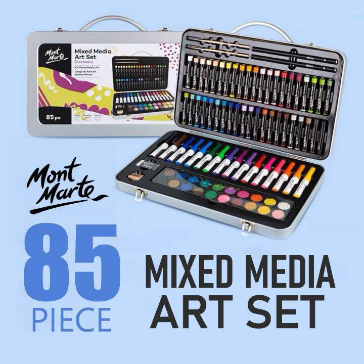 MONT MARTE 85 PC. MIXED MEDIA ART SET includes 20 watercolor paints