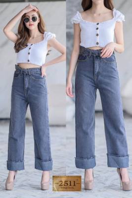 👖 2511 Vintage Denim Jeans by Araya กางเกงยีนส์ ผญ กางเกงแฟชั่นผู้หญิง กางเกงยีนส์เอวสูง กางเกงยีนส์ทรงบอย กระบอกใหญ่ ผ้าไม่ยืด