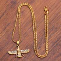 คลาสสิก Zoroastrian Rhinestone Pave Bling Faravahar สัญลักษณ์สร้อยคอจี้ผู้ชายสไตล์ศาสนา Amulet เครื่องประดับ-ef2