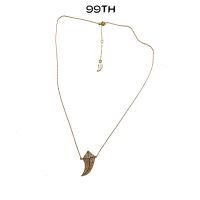 99TH Protected fang crystal gold necklace สร้อย เขี้ยวเสือ ประดับคริสตัล สีทอง