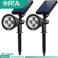 ORIA 2PCSหลอดไฟพลังแสงอาทิตย์พลังงานแสงอาทิตย์ไฟสนาม2 In 1ปรับกลางแจ้งกันน้ำ4 LEDไฟผนังสำหรับลานถนนทางเดินลานสระว่ายน้ำCoolสีขาว